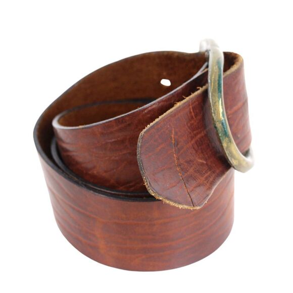 CLASSIC BROWN GENUINE LEATHER 1 7/8"Wd DRESS CASUAL WOMEN'S BELT Size L (61D - Picture 5 of 11